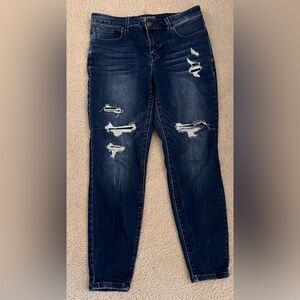 Maurices Dark Blue Distressed Skinny Jeans